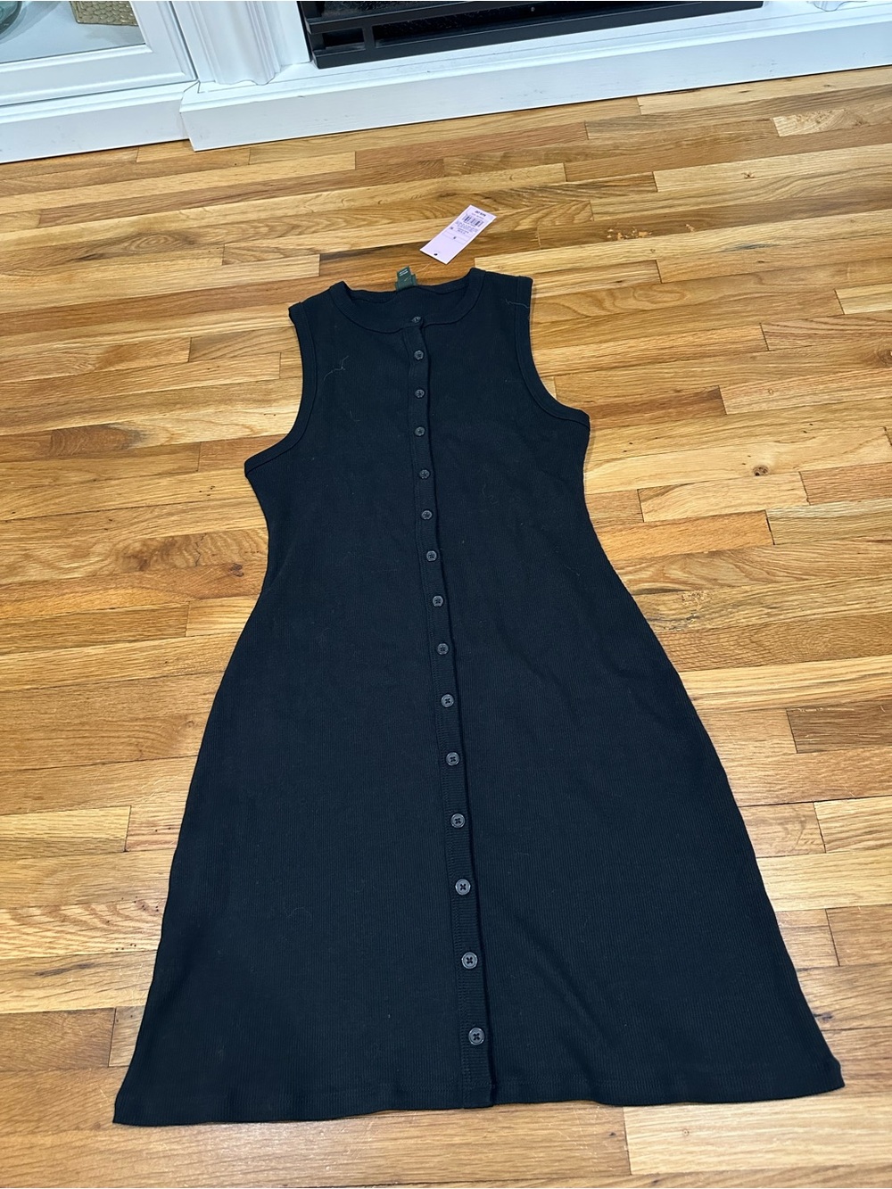 Black Button-Front Mini Dress - Picture 4 of 5